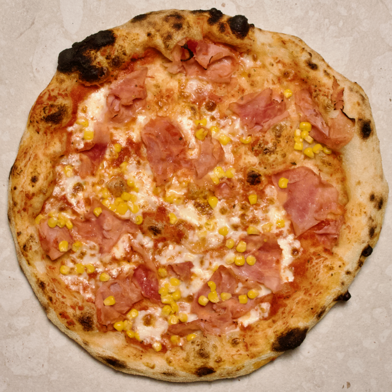 Prosciutto Cotto Pizza - ham, mozzarella, sweetcorn
